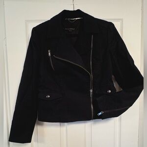 Banana Republic black denim asymmetrical moto jacket sz S